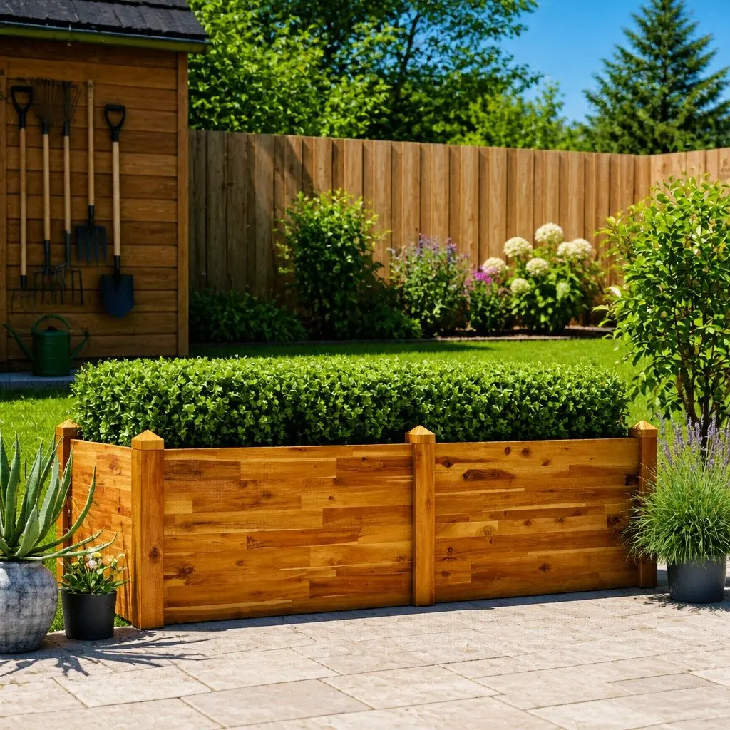 Raised Garden Bed Brown Wooden Planter Box Stackable Acacia 160 x 60 x 44 cm