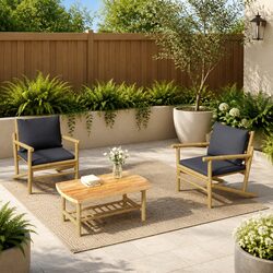 Garden Coffee Table Outdoor Bamboo Patio Furniture Brown 90x55x37 cm