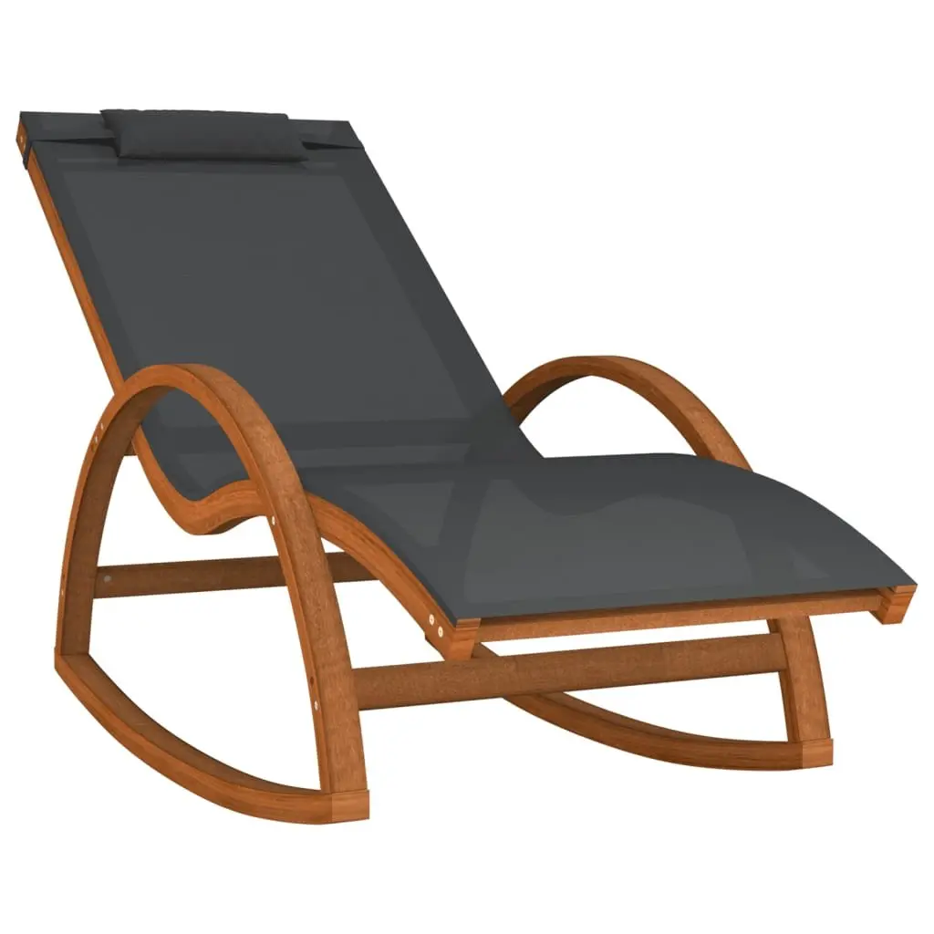 Rocking Chair Grey Textilene Outdoor Garden Lounger Relaxation Seating Furniture