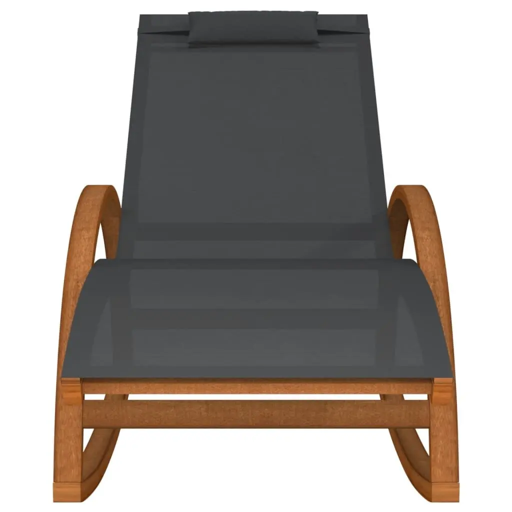 Rocking Chair Grey Textilene Outdoor Garden Lounger Relaxation Seating Furniture