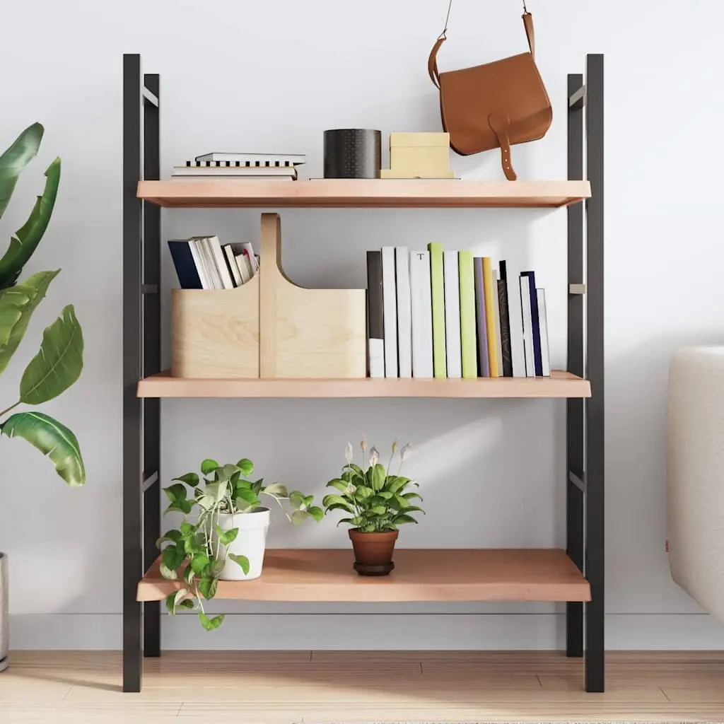 Wall Shelf Light Brown 100x50cm Solid Oak Wood Rustic Storage Floating Shelving