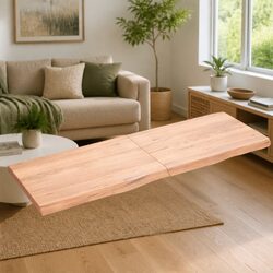 Compact Folding Wall Shelf in Solid Oak - 140x50 cm Brown