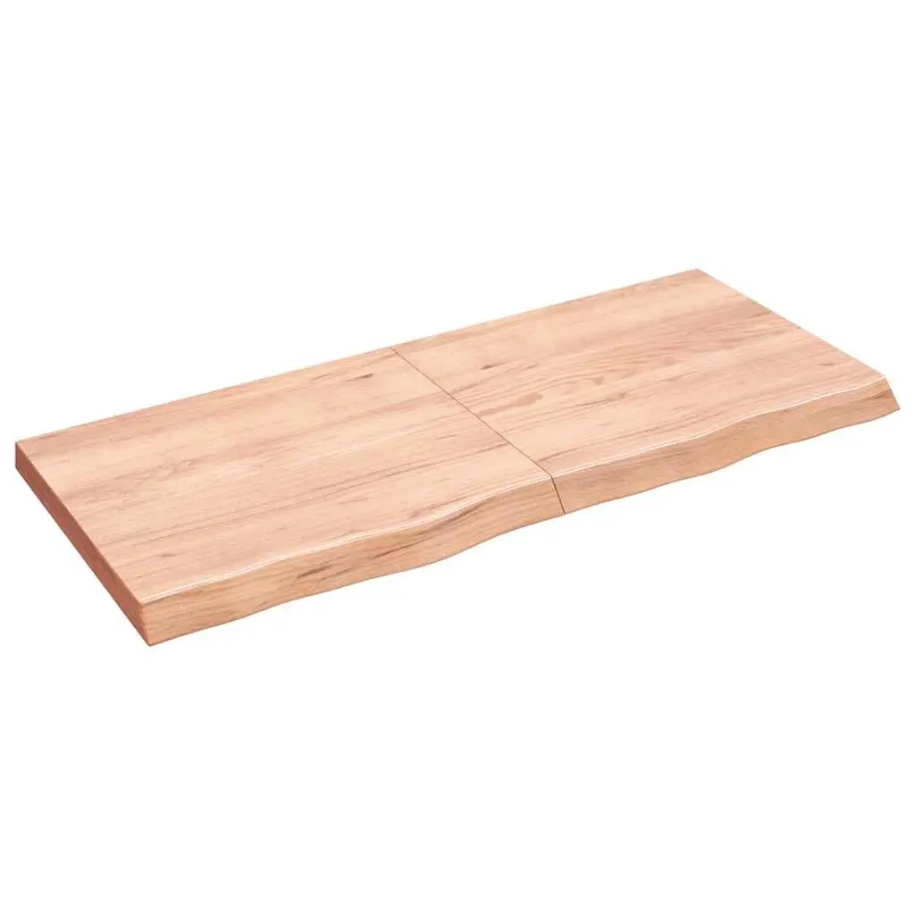 Wall Shelf Brown Solid Oak Wood 140x60cm Handmade Live Edge Rustic Storage