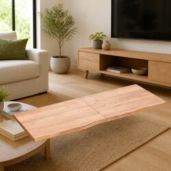 Solid Oak Wood Light Brown Wall Shelf 160x60cm
