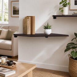 Efficient Dark Brown Wall Shelf 60x50x2 cm in Solid Oak