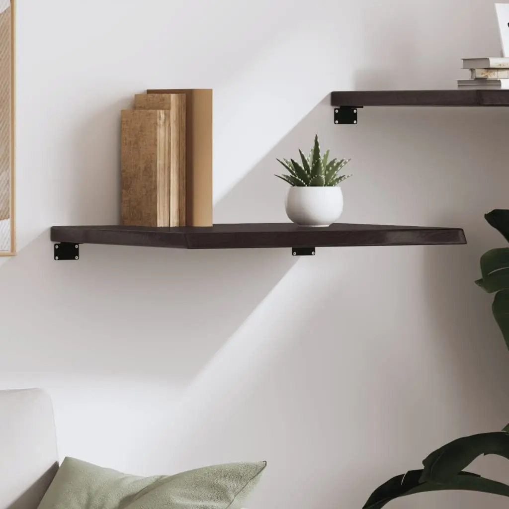 Wall Shelf Dark Brown Solid Oak Wood Handmade Rustic Storage Display