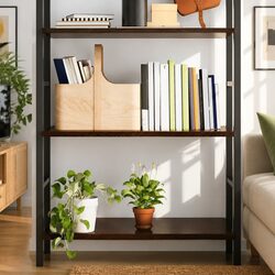 Compact Dark Brown Oak Wall Shelf 80x60x2 cm