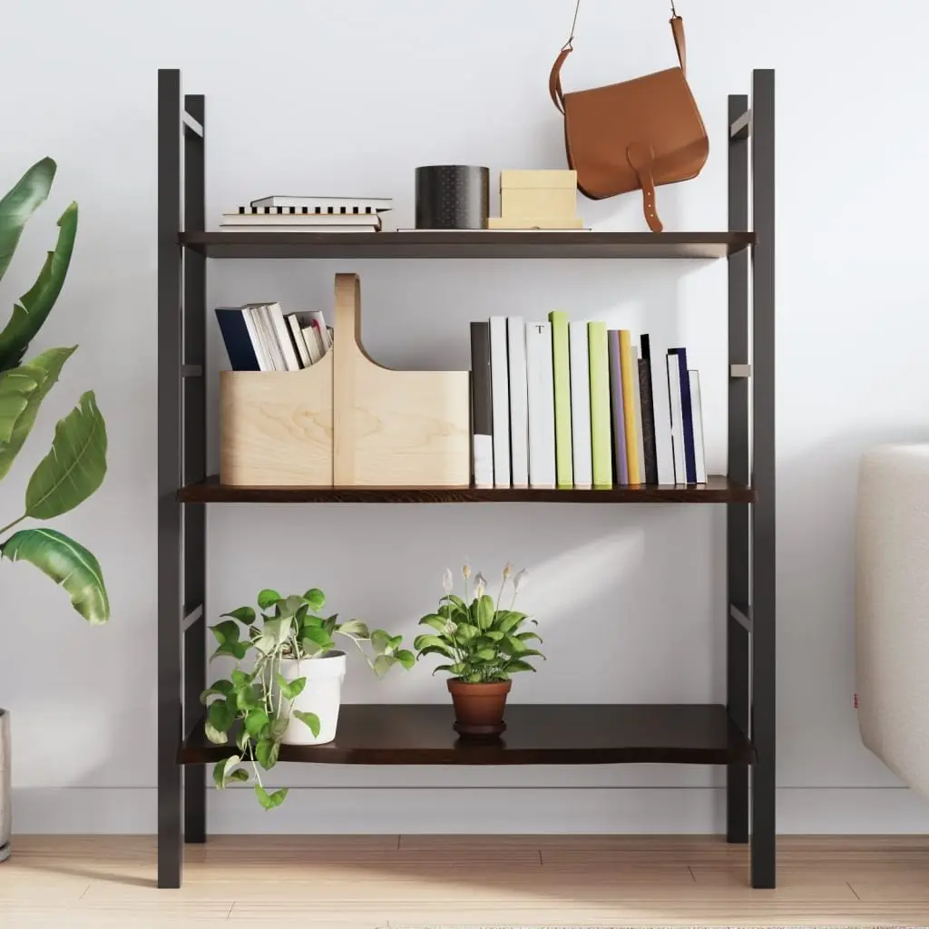 Wall Shelf Dark Brown Solid Oak Wood 80x60x2 cm Rustic Handmade Floating Ledge