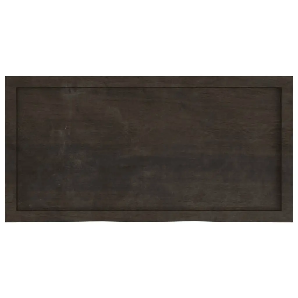 Wall Shelf Live Edge Dark Brown Solid Oak Wood Handcrafted Storage Ledge 100x50cm
