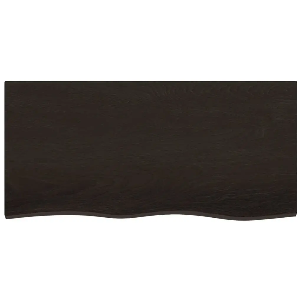 Wall Shelf Live Edge Dark Brown Solid Oak Wood Handcrafted Storage Ledge 100x50cm