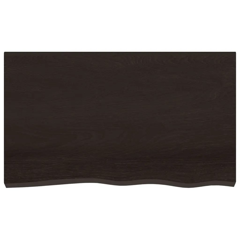 Wall Shelf Dark Brown Oak Solid Wood 100x60x2 cm Rustic Handmade Live Edge