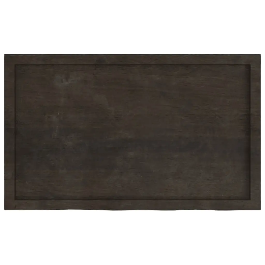 Wall Shelf Dark Brown Solid Oak Wood 100x60cm Handmade Live Edge Rustic Storage