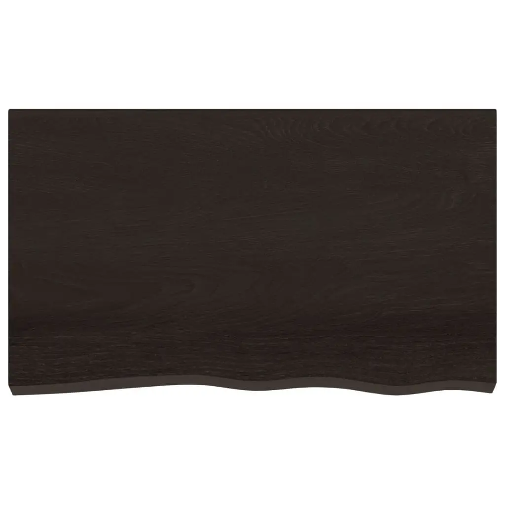Wall Shelf Dark Brown Solid Oak Wood 100x60cm Handmade Live Edge Rustic Storage