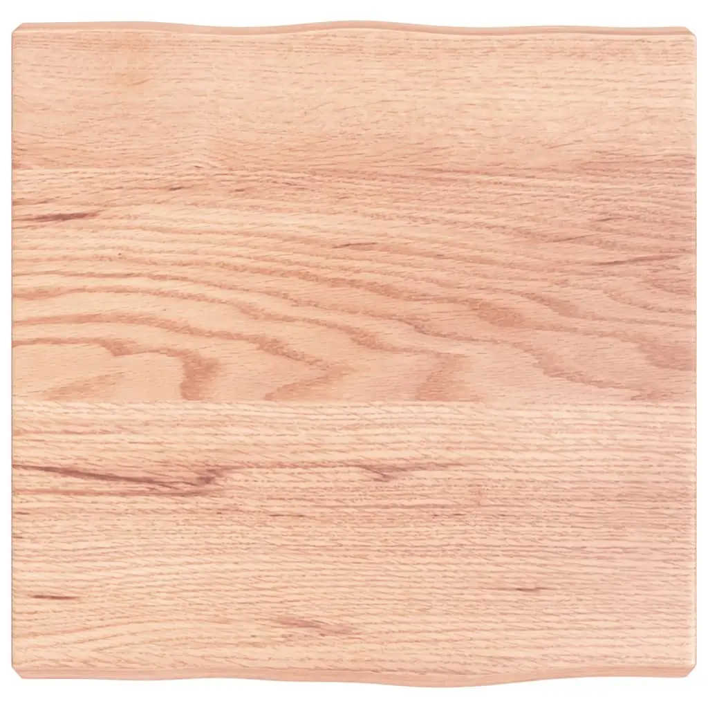 Solid Oak Wood Table Top Light Brown 40x40cm Live Edge Handcrafted Treated Surface