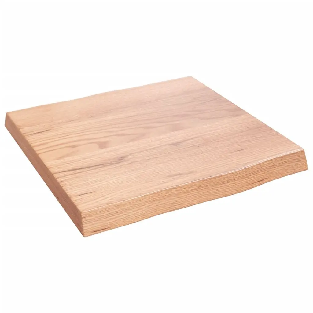 Solid Oak Wood Table Top Light Brown 40x40cm Live Edge Handcrafted Treated Surface