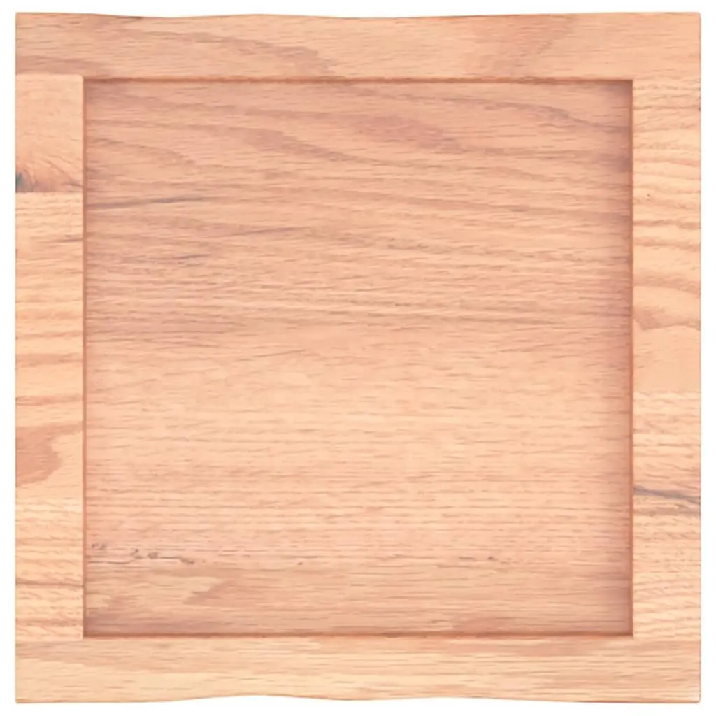 Solid Oak Wood Table Top Light Brown 40x40cm Live Edge Handcrafted Treated Surface