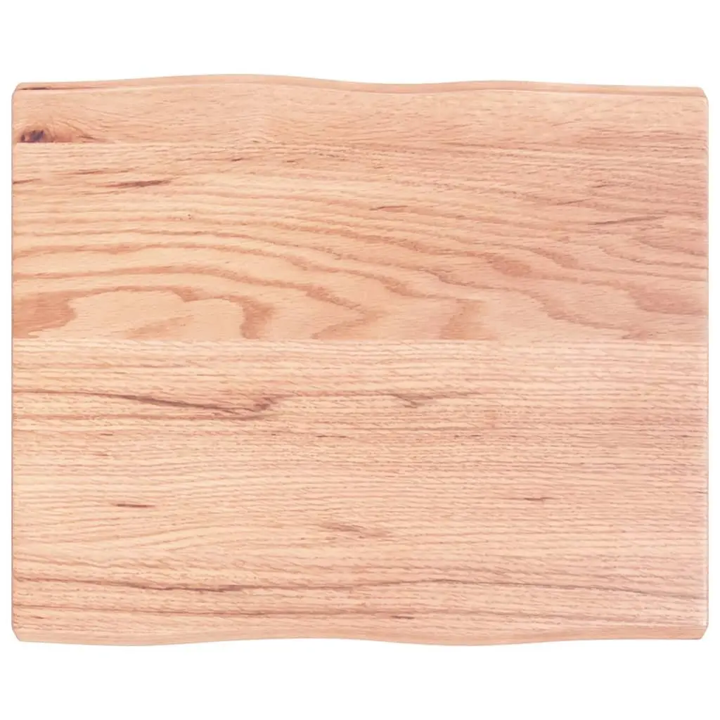 Solid Oak Wood Table Top Brown 60x50cm Live Edge Handcrafted Replacement Tabletop