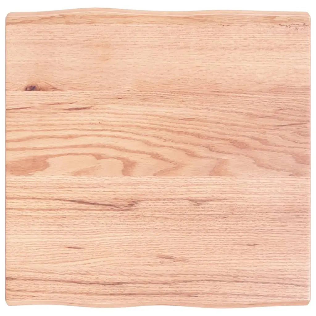 Solid Oak Wood Table Top Brown 60x60cm Live Edge Handcrafted Varnished Surface
