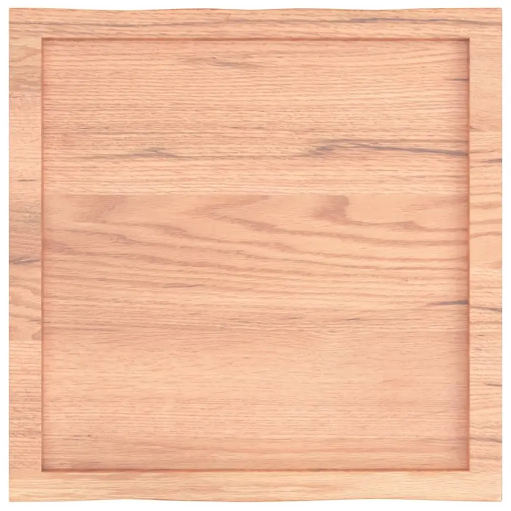 Solid Oak Wood Table Top Brown 60x60cm Live Edge Handcrafted Varnished Surface