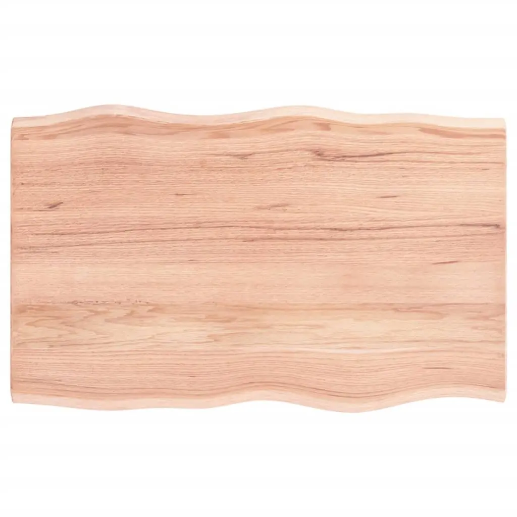 Solid Oak Wood Table Top Live Edge Brown 80x50x2 cm Treated Wooden Surface