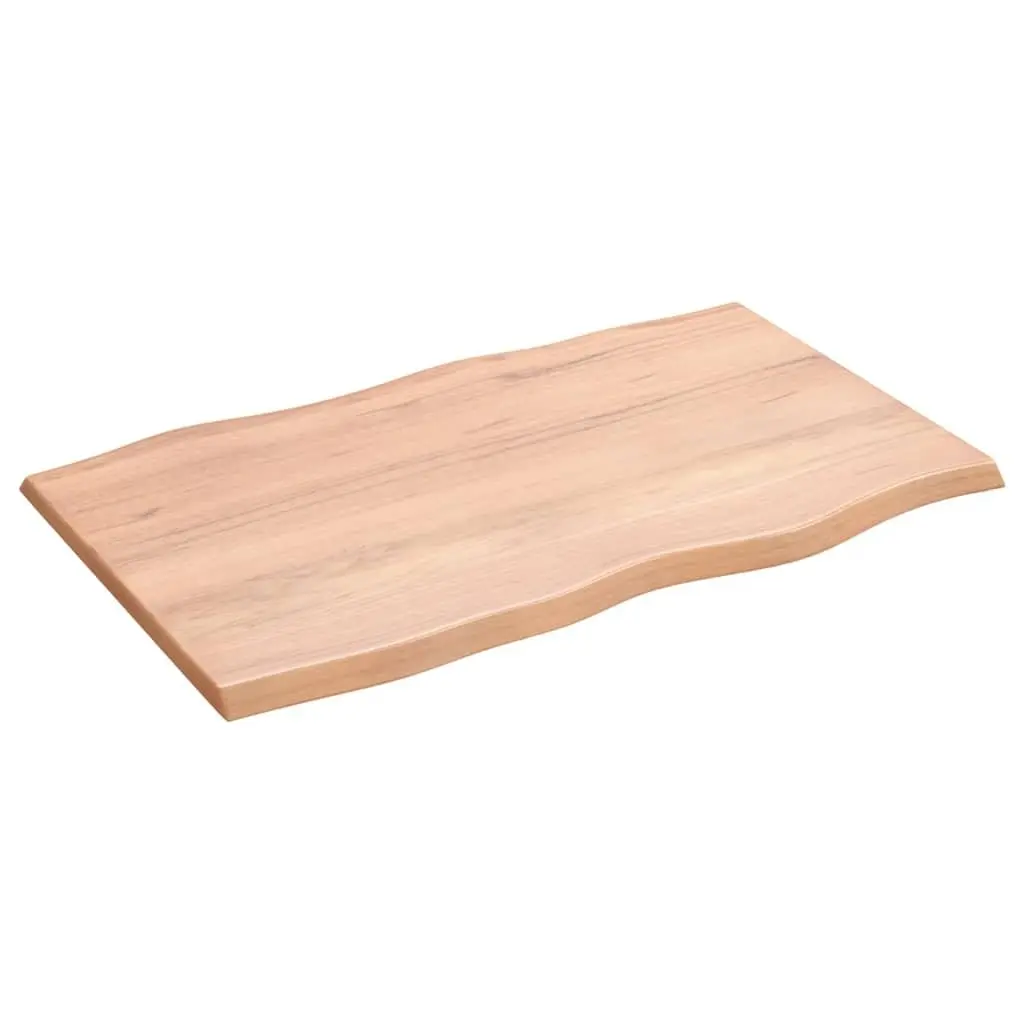 Solid Oak Wood Table Top Live Edge Brown 80x50x2 cm Treated Wooden Surface
