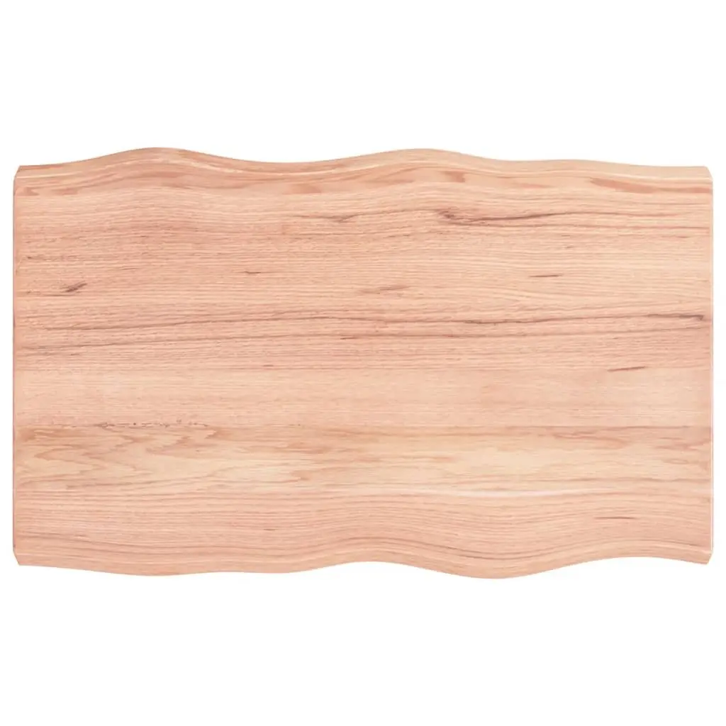 Wooden Tabletop Brown 80x50cm Solid Oak Live Edge Handcrafted Varnished Surface