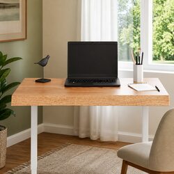 Solid Oak Wood Table Top Brown Live Edge Design