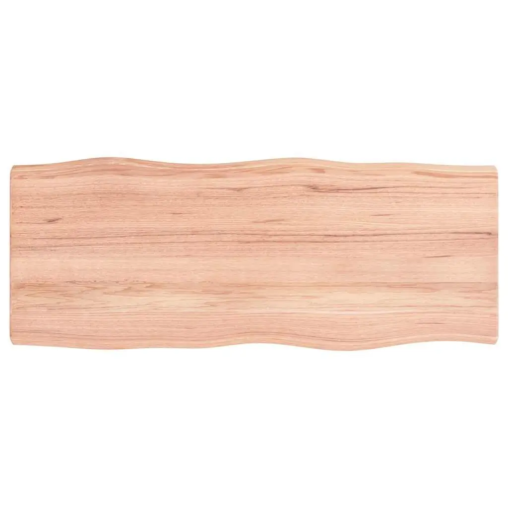 Solid Oak Wood Table Top Brown 100x40cm Live Edge Handcrafted Varnished