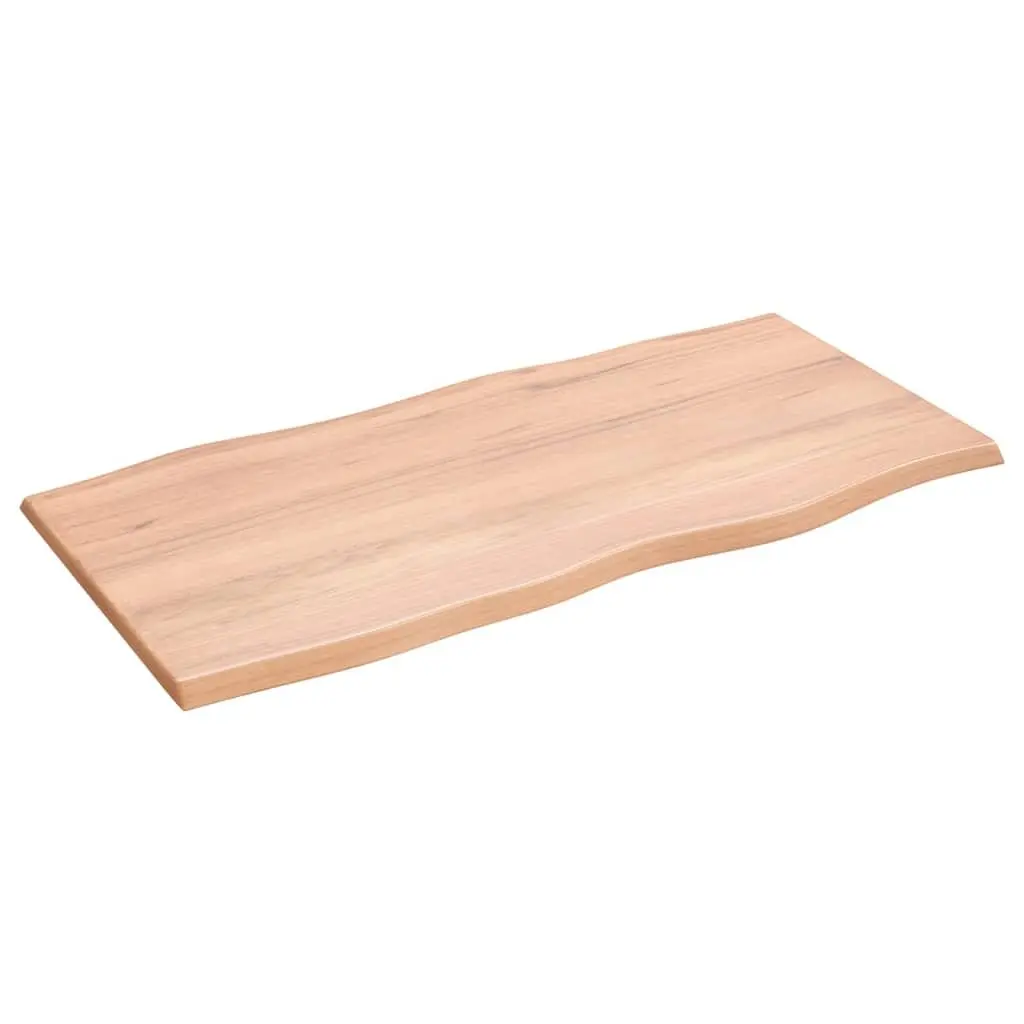 Solid Oak Wood Table Top Brown 100x50cm Live Edge Treated