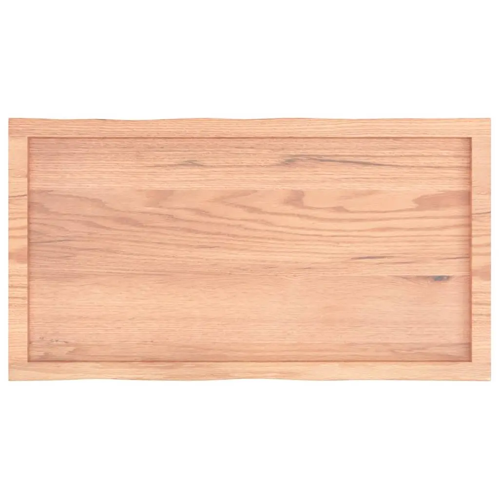 Solid Oak Wood Table Top Brown 100x50cm Live Edge Handcrafted