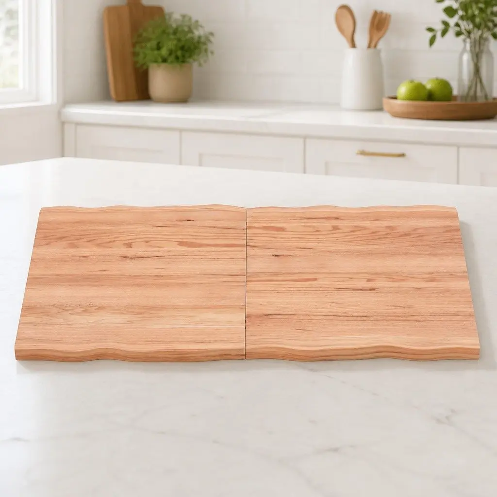 Solid Oak Wood Table Top Light Brown 120x50cm Live Edge Folding Handmade