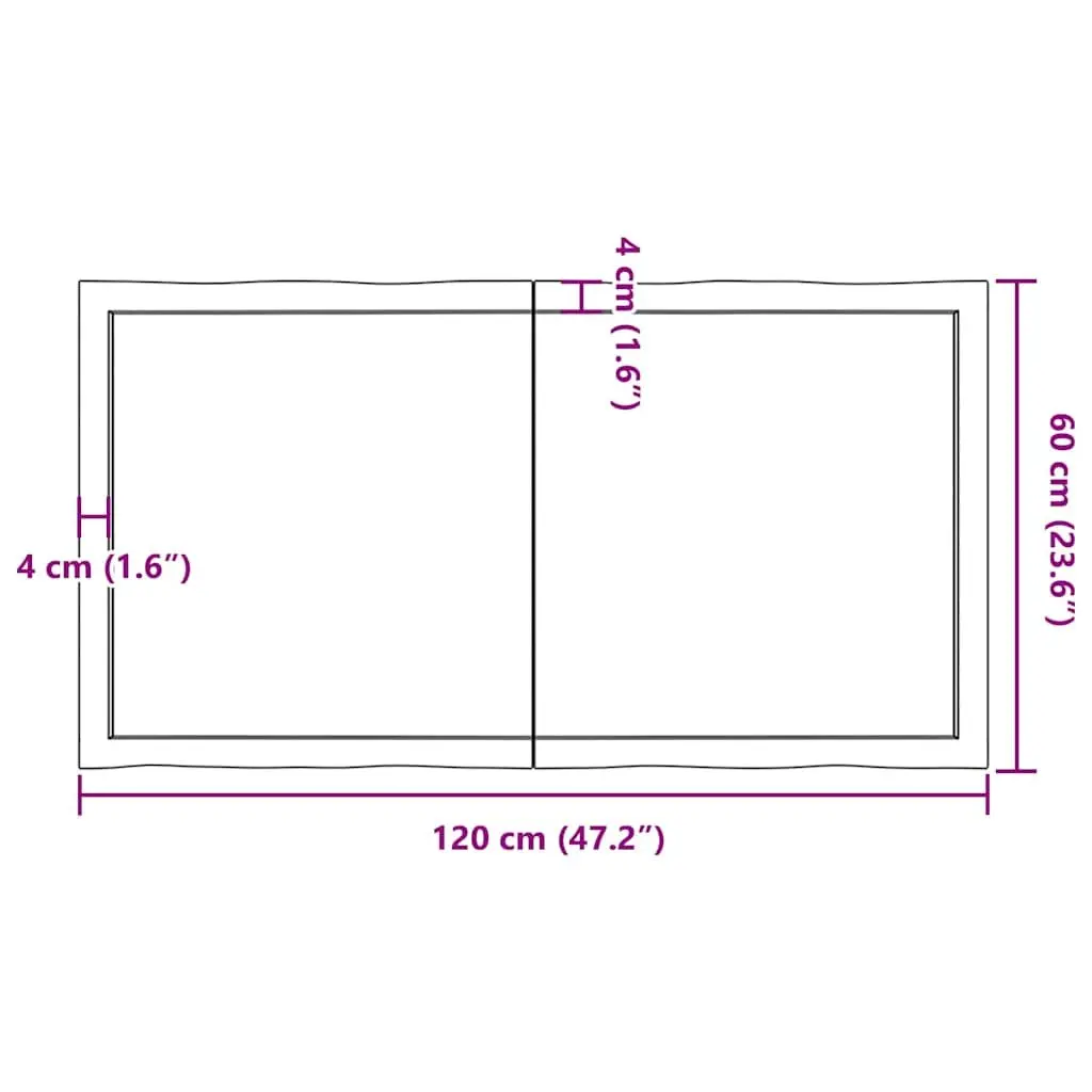 Wooden Table Top Brown Solid Oak Live Edge Foldable Replacement Board 120x60cm