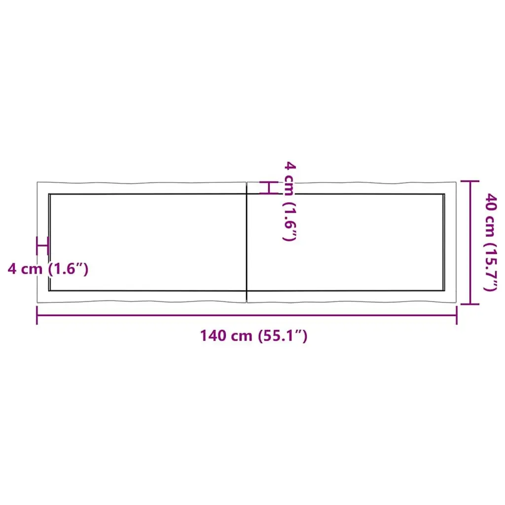 Wooden Table Top Brown 140x40cm Live Edge Solid Oak Foldable Replacement Board