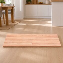 Solid Oak Table Top Light Brown Live Edge 140x50cm