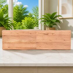 Wooden Table Top 180x50cm Solid Oak Live Edge Foldable Brown Replacement Board