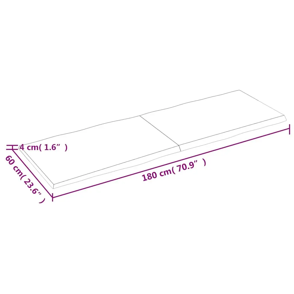 Wooden Table Top Brown 180x60cm Solid Oak Live Edge Folding Replacement Board
