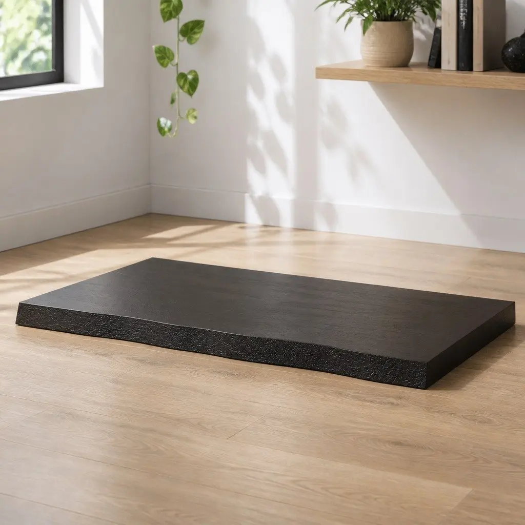 Table Top Dark Brown Solid Oak Wood Live Edge 80x40 cm Handcrafted Replacement Surface