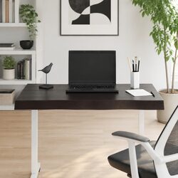 Table Top Dark Brown Solid Oak Wood Live Edge 80x50x2 cm Treated Tabletop