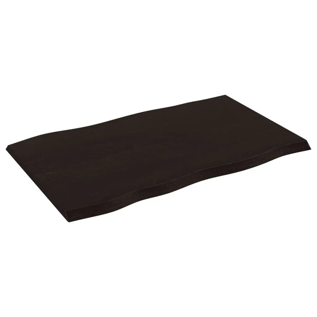 Table Top Dark Brown Solid Oak Wood Live Edge 80x50x2 cm Treated