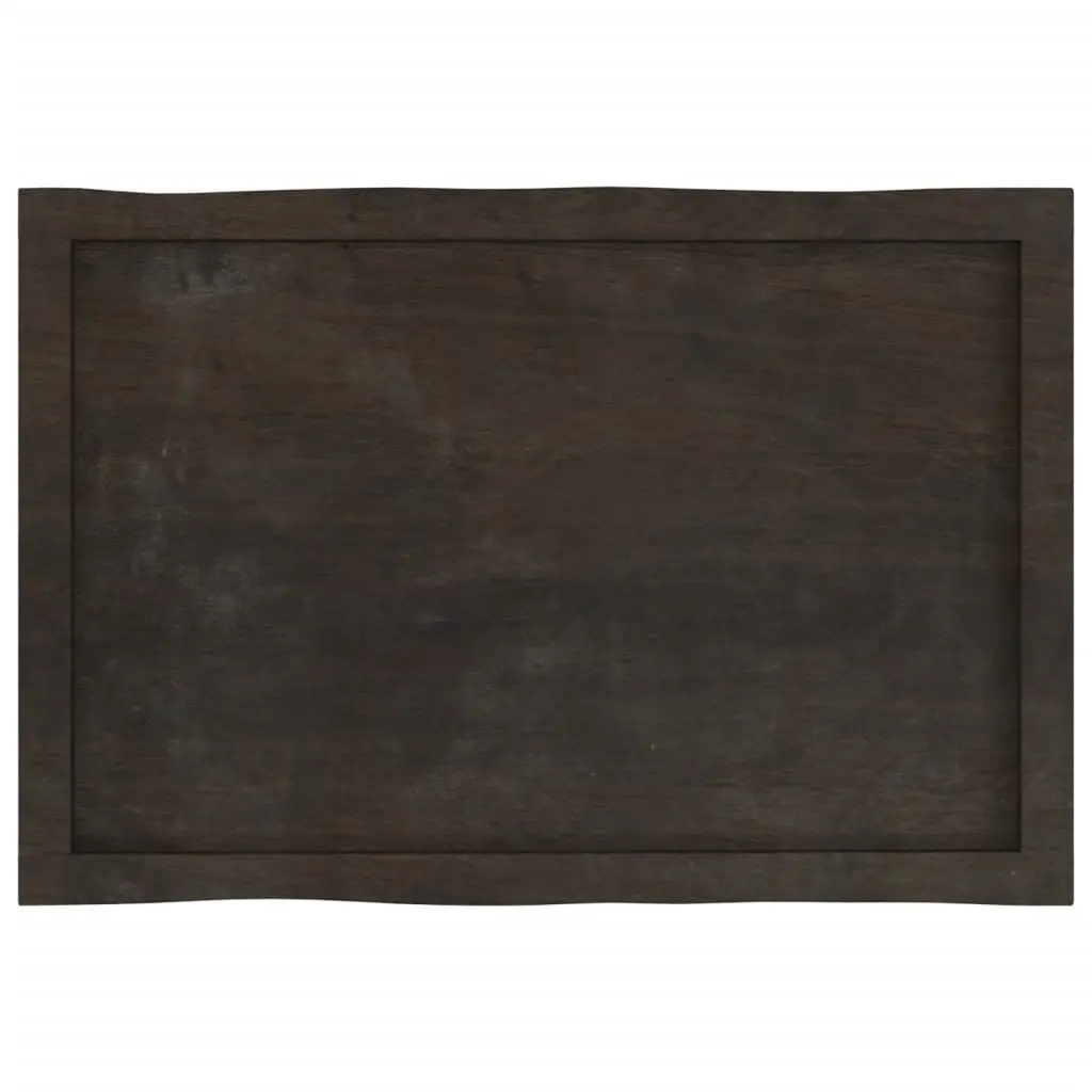 Wooden Table Top Dark Brown 80x50cm Solid Oak Live Edge Treated Board