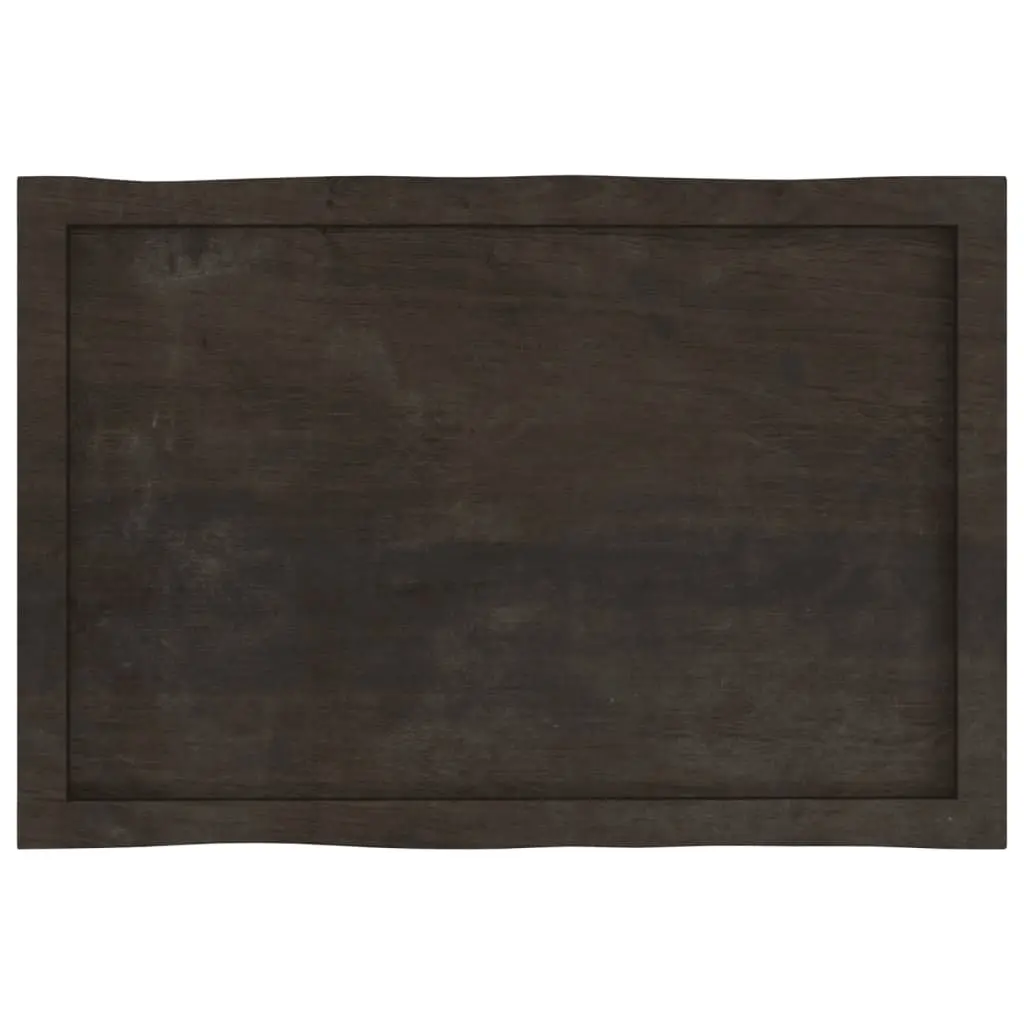 Wooden Table Top Dark Brown 80x50cm Solid Oak Live Edge Treated Board
