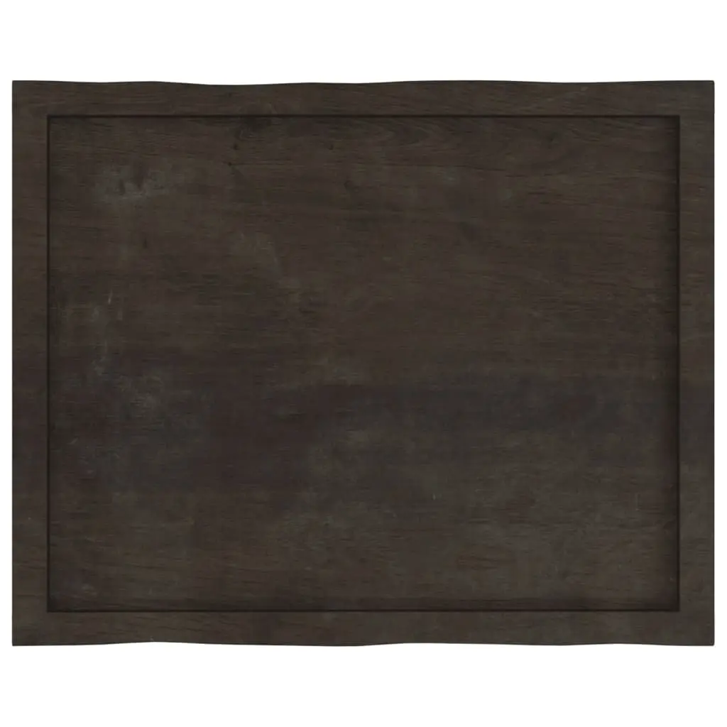 Wooden Table Top Dark Brown 80x60cm Solid Oak Live Edge Treated