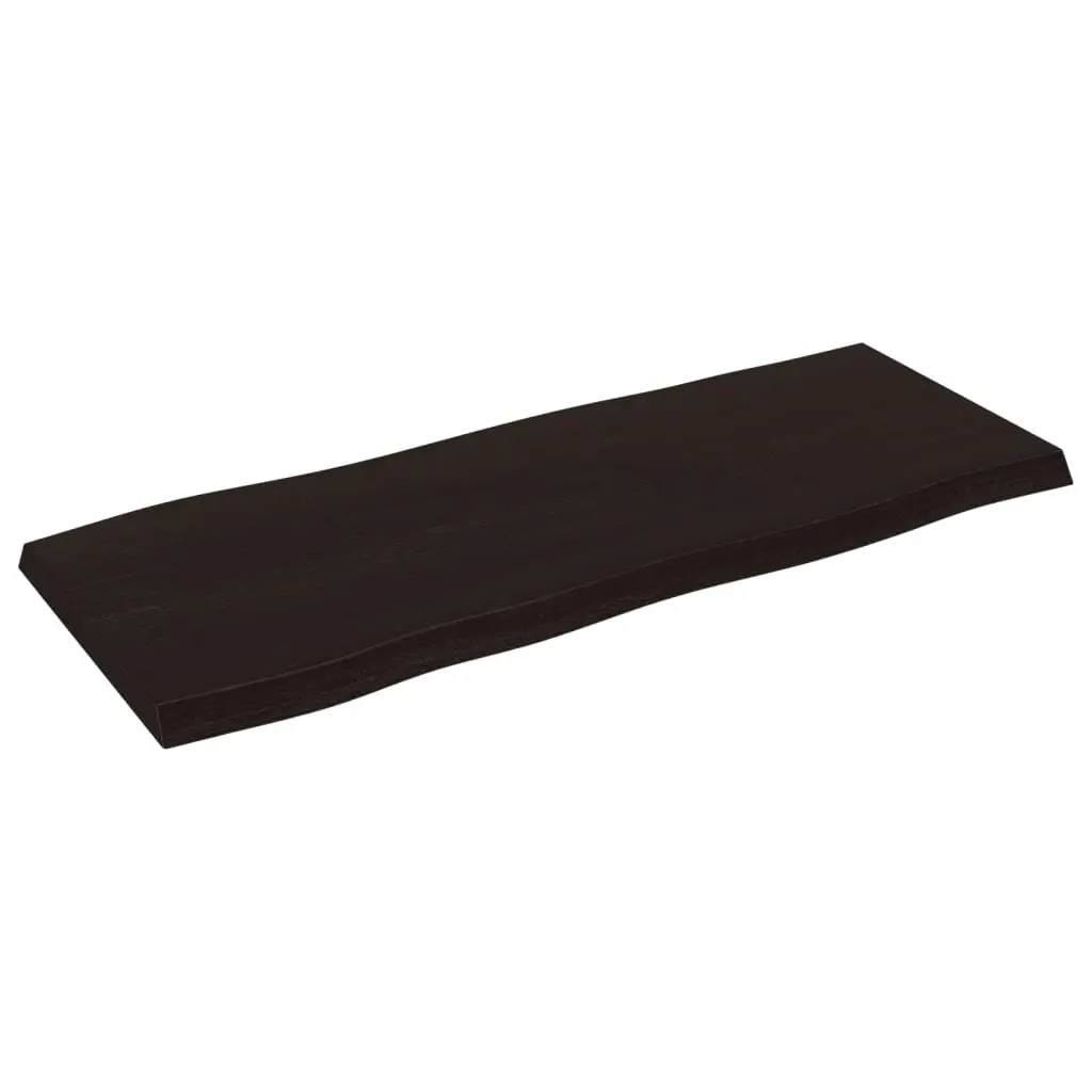 Solid Oak Wood Table Top Dark Brown 100x40cm Live Edge Handcrafted