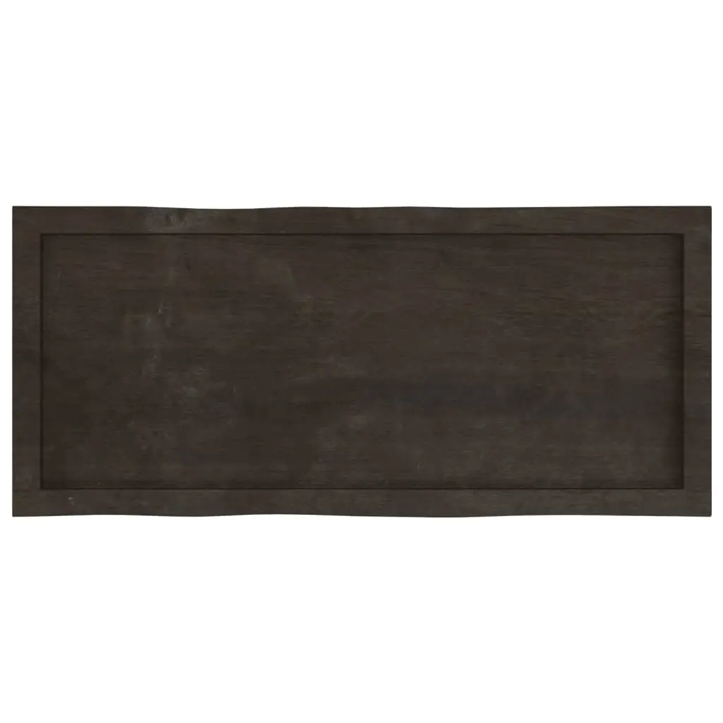 Solid Oak Wood Table Top Dark Brown 100x40cm Live Edge Handcrafted