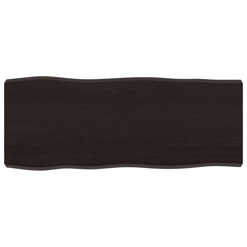 Wooden Table Top Dark Brown Live Edge Solid Oak 100x40cm Replacement Board