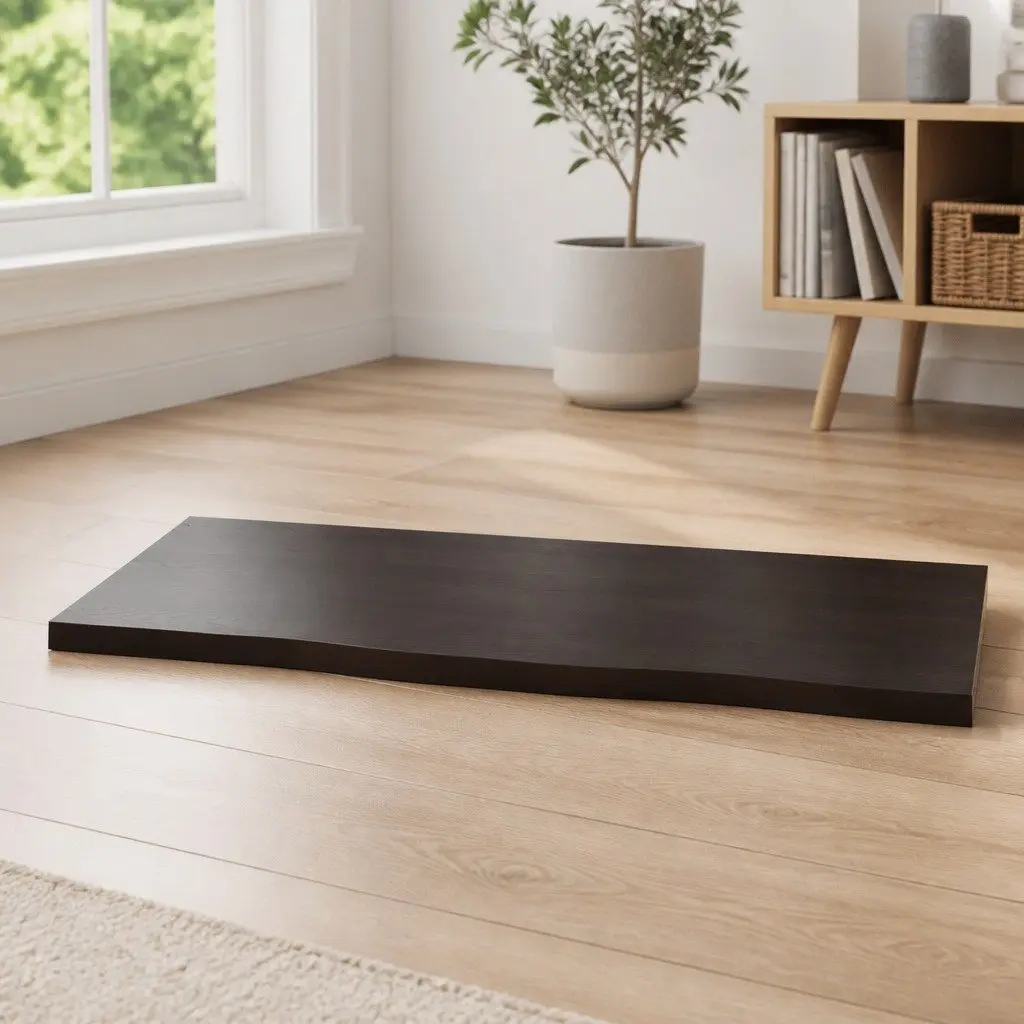 Solid Oak Wood Table Top Brown 100x60x2 cm Live Edge Handcrafted