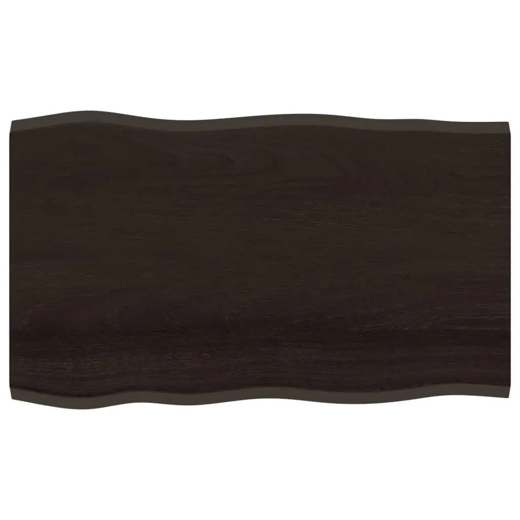 Solid Oak Wood Table Top Brown 100x60x2 cm Live Edge Handcrafted