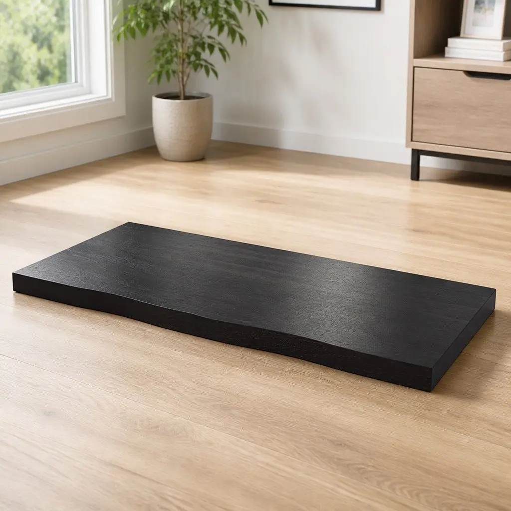 Solid Oak Wood Table Top Dark Brown 100x60cm Live Edge Handcrafted