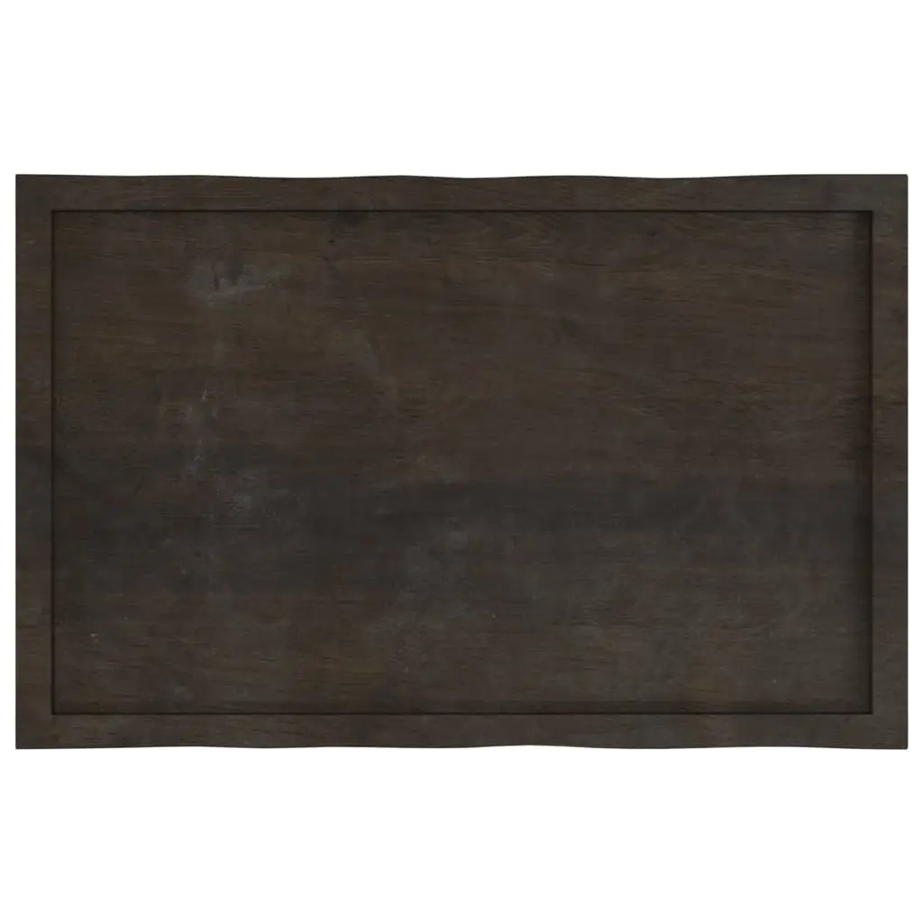 Wooden Table Top Dark Brown 100x60cm Solid Oak Live Edge Handcrafted Replacement