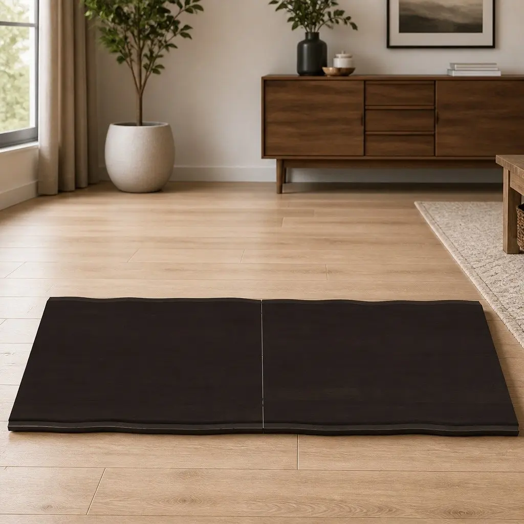 Solid Oak Wood Table Top Dark Brown 120x40cm Live Edge Foldable
